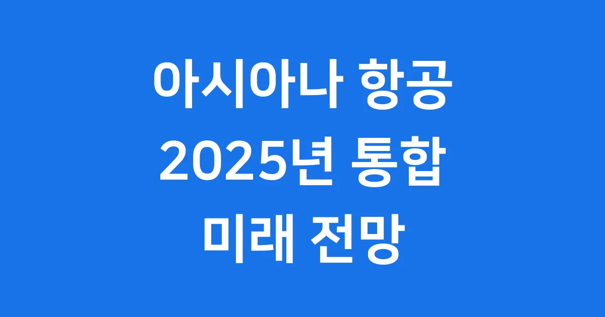 아시아나 항공 2025년 대한항공 통합과 미래