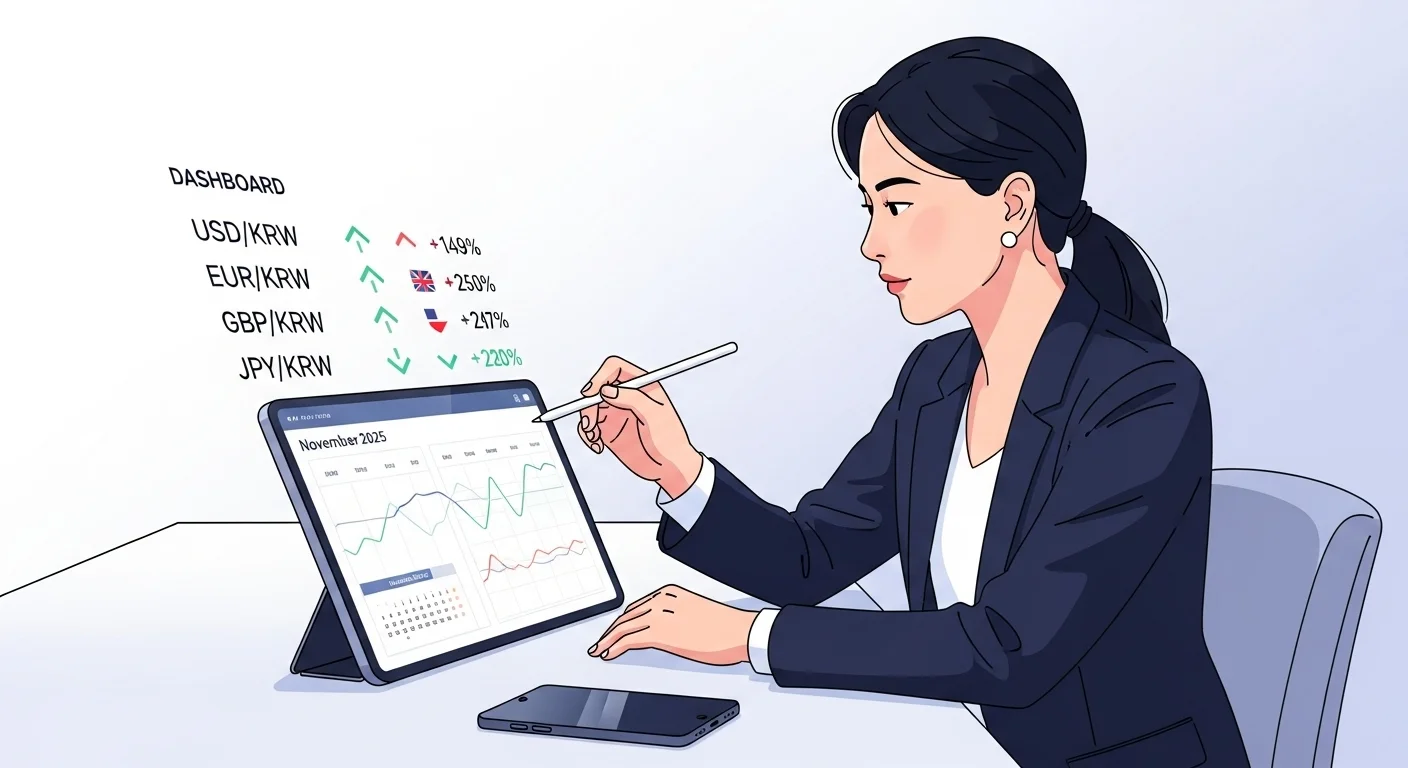 2025년 11월, 주요 환율 현황은 어떻습니까?