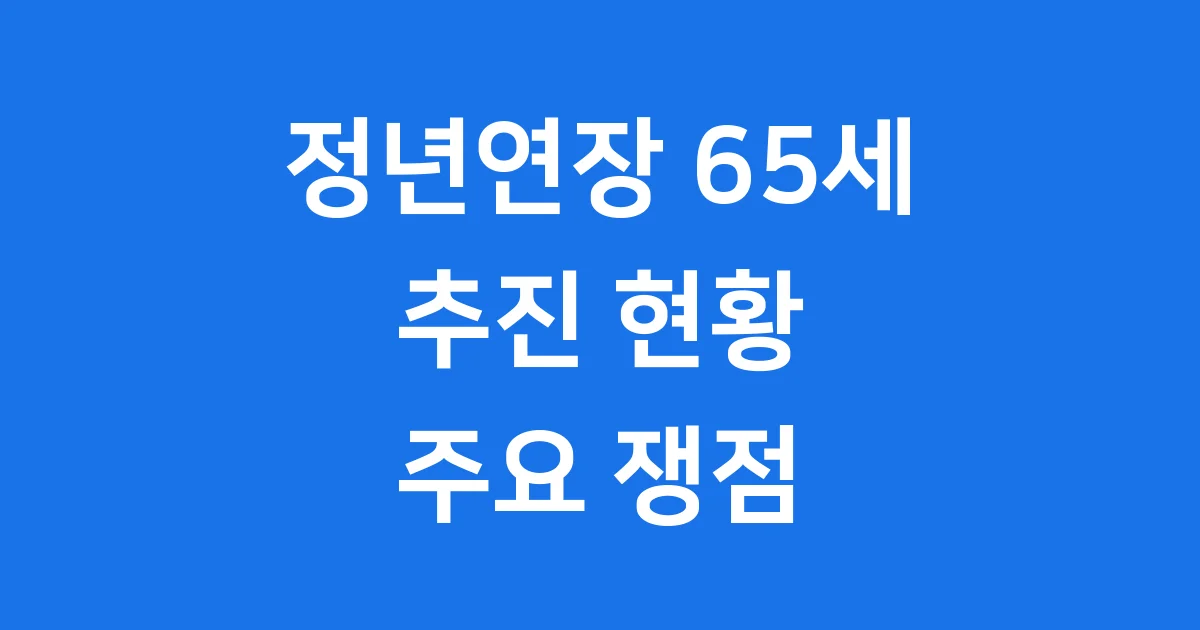 정년연장 65세 추진 현황과 주요 쟁점