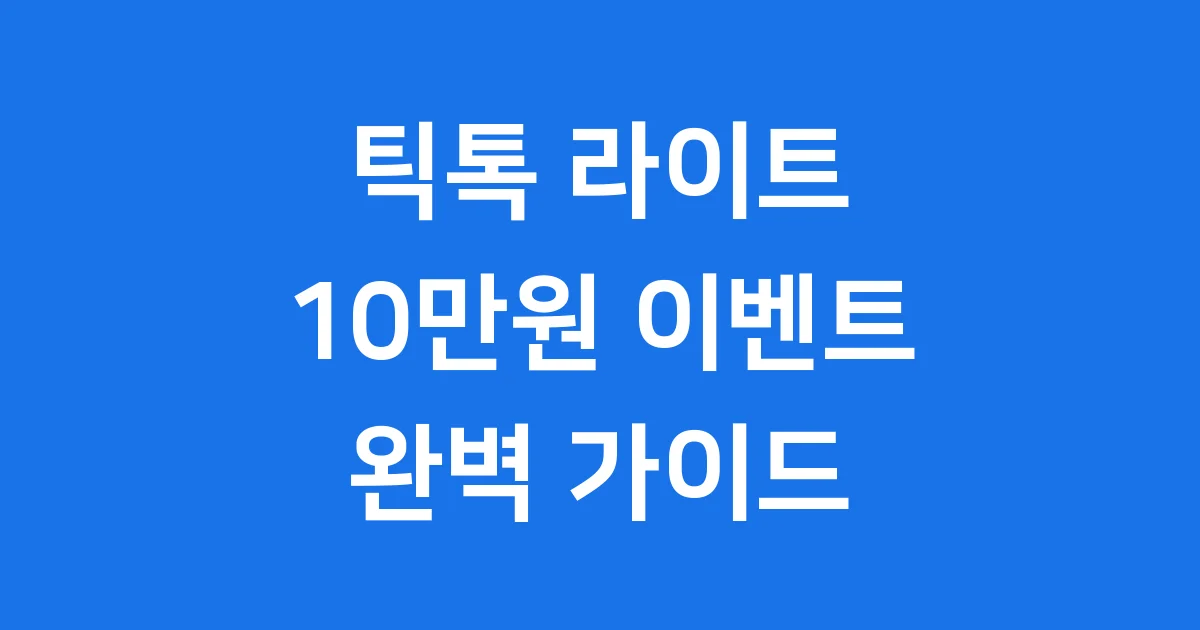 틱톡라이트 10만원