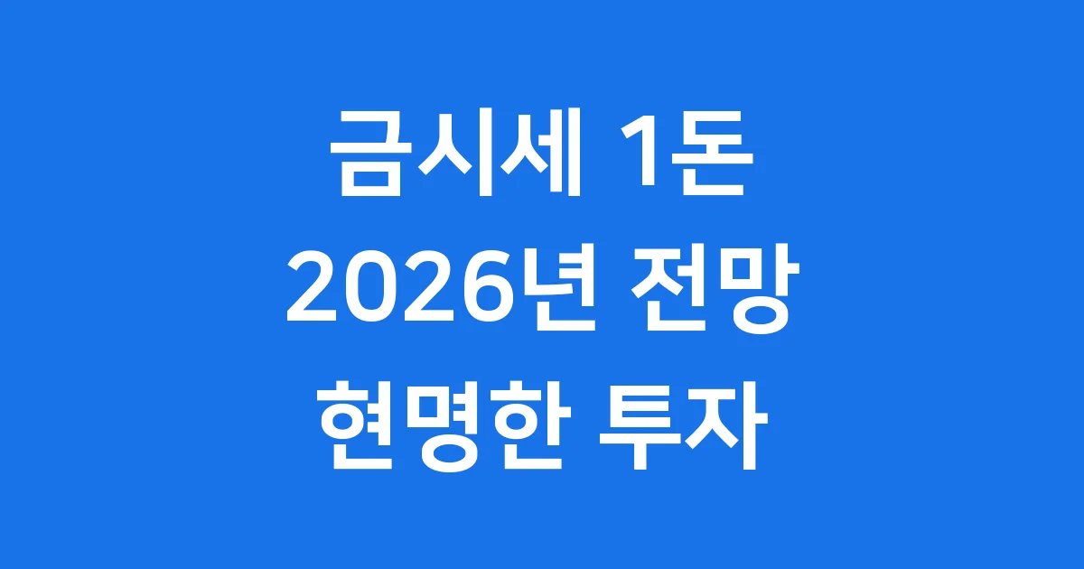금시세 1돈 2026년 전망과 현명한 투자 전략